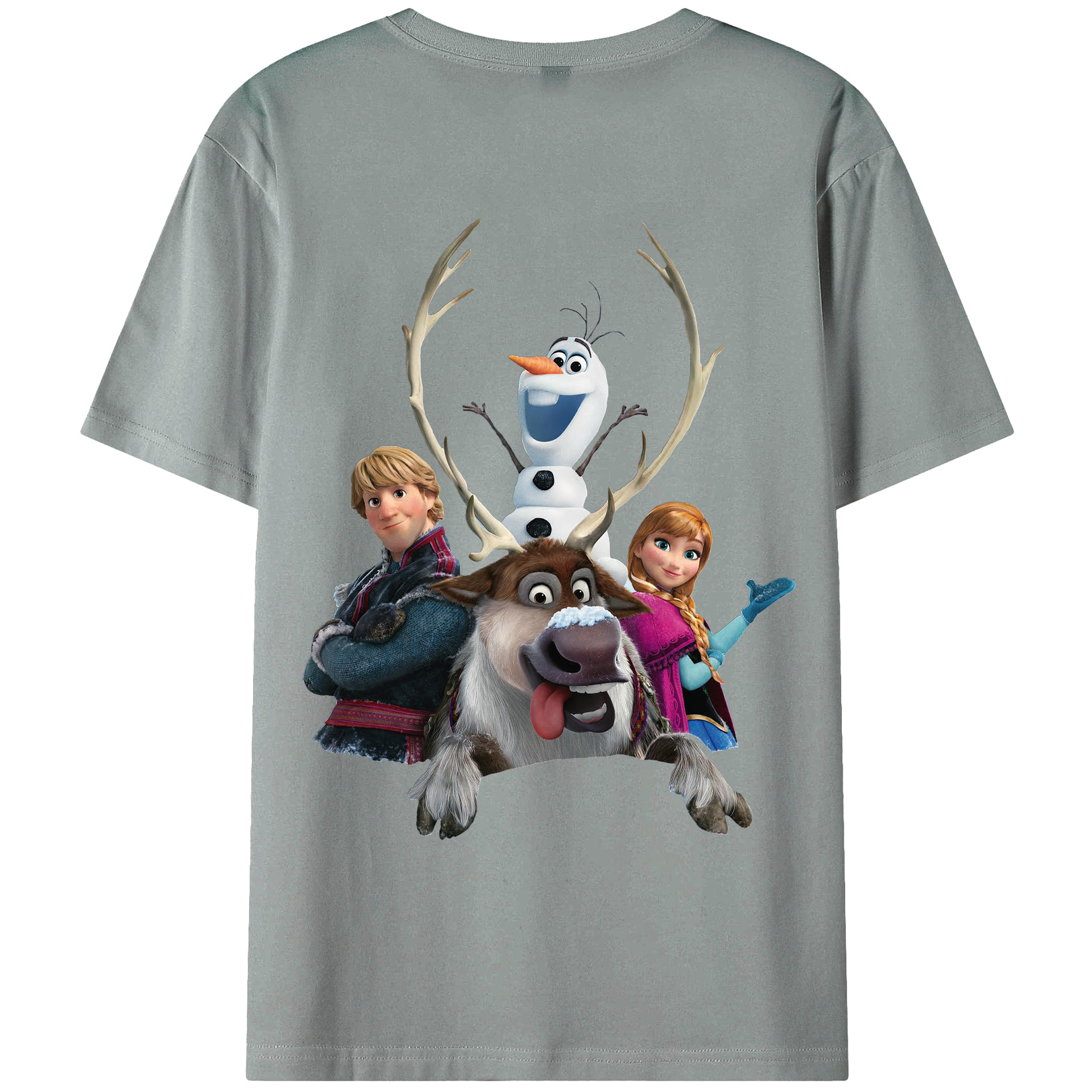 （画像用） アナと雪の女王 アンナ エルサ Frozen Anna Elsa 綿100％ メンズ半袖Tシャツ（バックプリント） 通気性